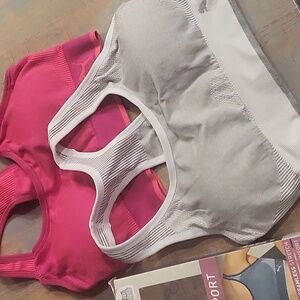 Women's Puma Racerback Sports Bras - Pink and Gray